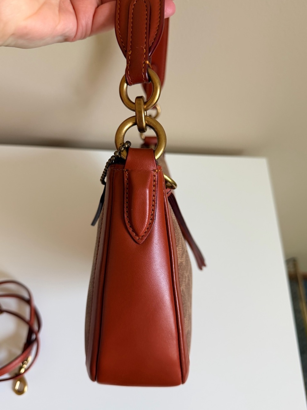 Coach Signature Coated Canvas Shoulder Bag in Brown/Chestnut - Picture 3 of 7
